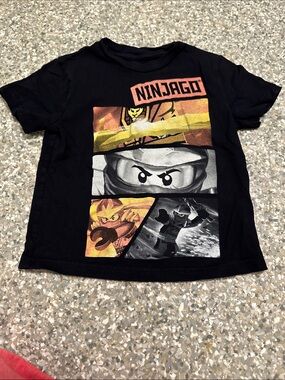 Lego Ninjago Black Graphic Tee with Yellow & Gray Accents